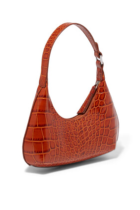 BABY AMBER TAN CROCO EMBOSSED LEATHER:Brown :One Size